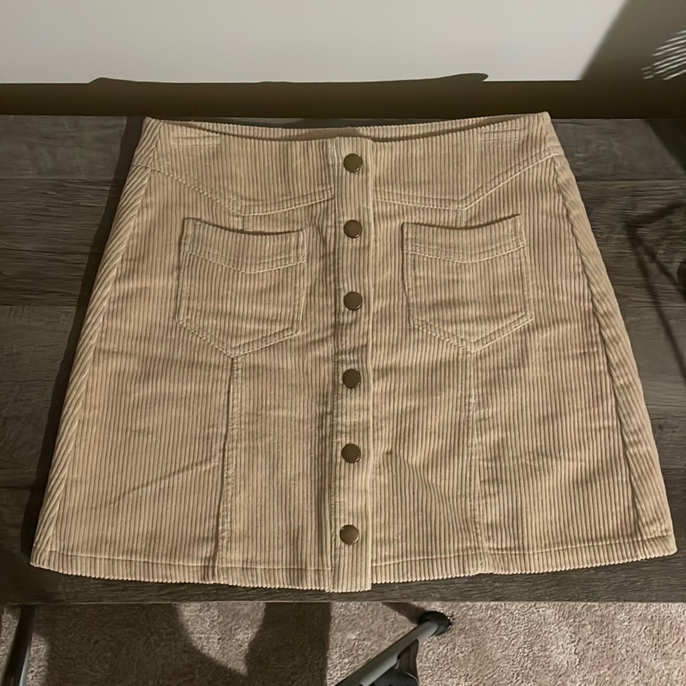Corduroy Tan Mini Skirt